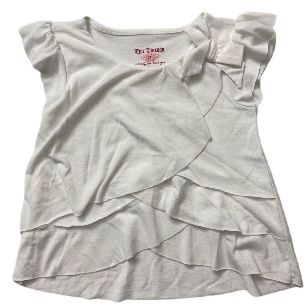 Epic Threads 2T Girls White Ruffle Sleeve Blouse
